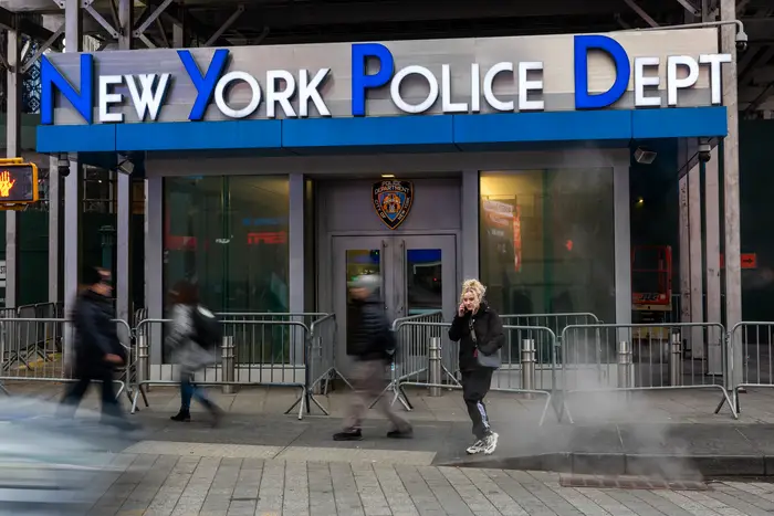 A stock photo of the NYPD's Times Square precinct.